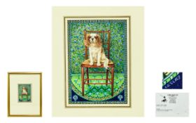 Lesley Anne Ivory (b.1934) Original Watercolour Artwork 'Pippin On A Chair' A rare and unusual