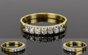 Ladies 18ct Gold Channel Set Diamond Ring, Set with ( 7 ) Seven Round Brilliant Cut Diamonds.