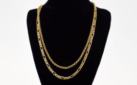 A 9ct Gold Belcher Chain. 16 Inches In length + a 9ct Gold Curb Chain. 18 Inches In length, 21.