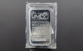 Johnson Mathey 1 Troy Ounce Fine Silver 999 Ingot. Purity 999 Silver. Sealed.