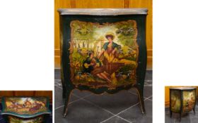 19th Century Painted ' Bombe ' Commode Chest of 3 Drawers of Continental Origin, Probably French.