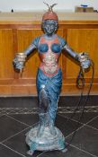 Antique Cold Painted Bronze Figure In The Form Of Britannia A Large and impressive figure /lamp