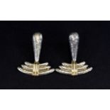 Art Deco - Period 14ct Yellow Gold and Planished Silver Large Drop Earrings.