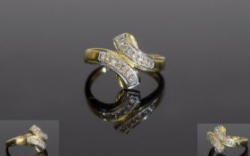 Ladies 9ct Gold Twin Channel Set Diamond Ring. Est 0.35 pts of Diamonds.