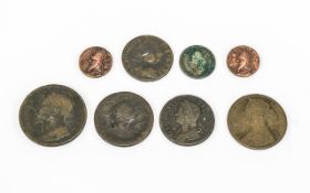 Bag Of Antique Coins Eight in total of varied age to include Queen Victoria penny etc.