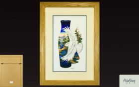 Moorcroft Original Artwork Watercolour Painting By Phillip Gibson 'The Snowy Owl In Flight'