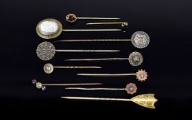 Collection of Stick Pins including several stone set, eg.