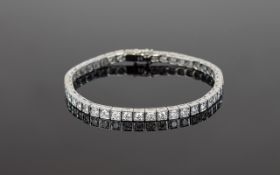 18ct White Gold Diamond Tennis Bracelet Set With 45 Round Modern Brilliant Cut Diamonds,