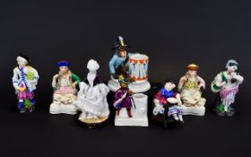 A Mid 19th Century Collection of Various and Assorted Hand Painted Figures ( Small ) Eight In Total.