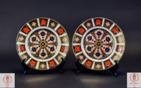 Royal Crown Derby Pair of Old Imari Pattern Cabinet Plates ( 2 ) Pattern 1128 & Date 1993.