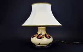 Moorcroft - Fine Quality Modern Tube lined Large Onion Shaped Lamp Base ' Tulips ' Design on Cream