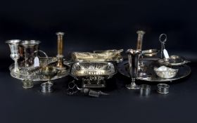 A Large and Varied Collection of Plated Items over 25 items to include three reticulated trays,