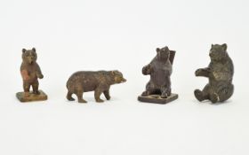 Collection Of Four Black Forest Carved Bears, Early 20thC, Tallest 3½ Inches