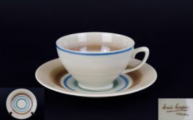 Susie Cooper Art Deco Cup and Saucer ' Bands ' Design From The 1930's. Susie Cooper England to Base.