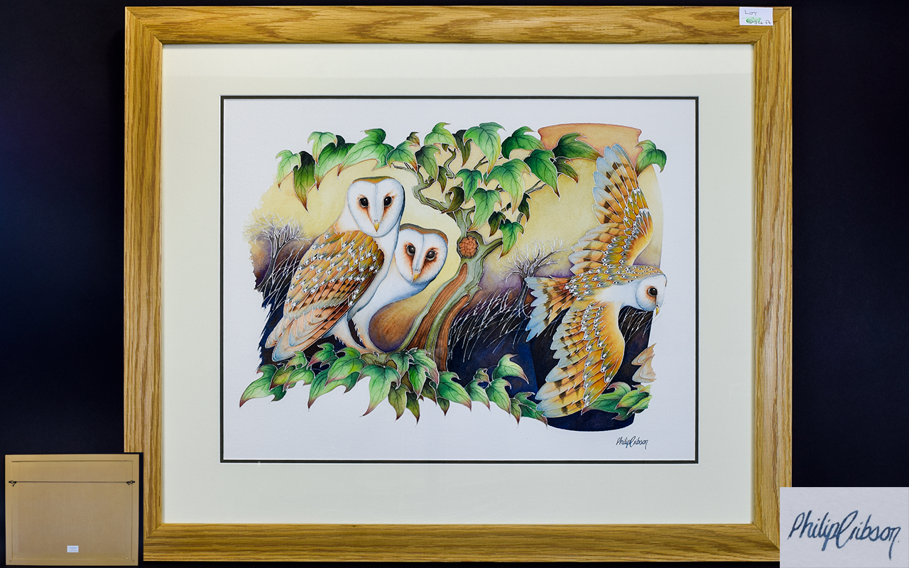 Moorcroft Original Artwork Watercolour Painting By Phillip Gibson 'Twilight Hunter' Depicting a