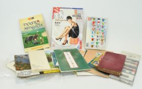 A Collection of Postcards, Photographs, Books, Cards, Stamps, Envelopes,
