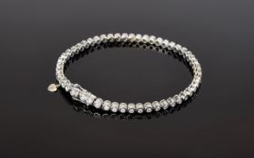 Ladies 18ct White Gold Diamond Set Line Bracelet,