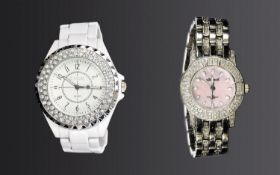 Sinobi - Ladies Fashion Style Quartz White Ceramic and Steel Bracelet Watch. Many Features, As New
