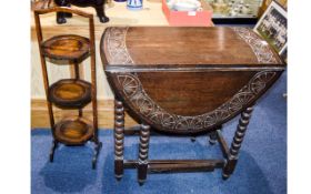 Jacobean Drop Leaf Gate Leg Table. Height 30 inches.