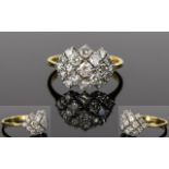 18ct Gold Diamond Set Cluster Ring, Set with 18 Round Diamonds. Marked 750. Est Diamond Weight 1.