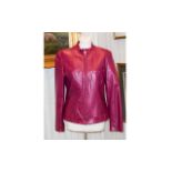 Ladies Betty Barclay Nappa Leather Biker Jacket Ultra soft short jacket in magenta lambs leather