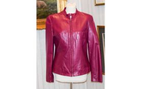 Ladies Betty Barclay Nappa Leather Biker Jacket Ultra soft short jacket in magenta lambs leather