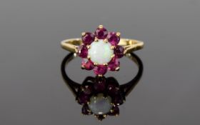 9ct Gold Opal and Ruby Ring.