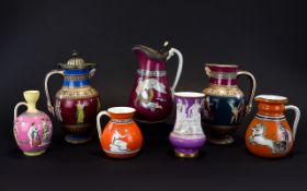 Collection of Seven Victorian Transfer Printed Ware with Classical Scenes,