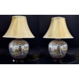 A Pair Of Large And Ornate Oriental Ceramic Table Lamps Two in total,