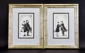 Laurel And Hardy Interest Two Framed Limited Edition Prints By Peter Finnigan Two black and white