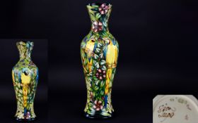 Moorcroft - Stunning and Impressive Ltd and Numbered Edition Tube lined Tall Vase ' Ararauna '