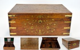 A Large Mahogany Regency Brass Inlaid Gentleman's Writing / Stationary Box.