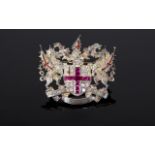 Toye, Kenning & Spencer Ruby and Diamond London Coat of Arms Brooch,