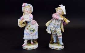 Conta and Boehme Pair of Child Musician Matchbox Holder Figures,