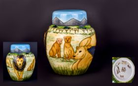 Moorcroft Superb Quality - Signed Ltd and Numbered Edition Lidded Ginger Jar ' Pride of Lions '