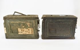 WWII Interest American Cal .30 M1 Ammunition Boxes Two in total, each with aged patina in field