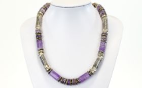 Anne Farag Amethyst and Silver Necklace,