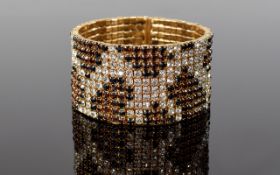 Black, White and Champagne Crystal Cuff Bracelet,