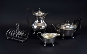 Three Piece Silver Plated Coffee Set comprising coffee pot, water jug and milk jug.