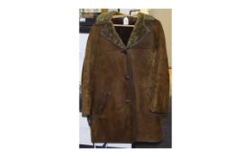 1970's Single Breasted Ladies Mid Length Shearling Jacket,