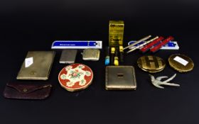 A Varied Collection Of Vintage Compacts And Ephemera A mixed collection to include,