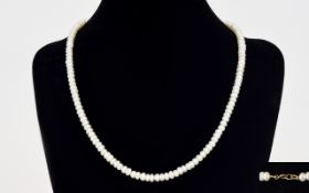 Elegant and Quality Single Strand Cultured Pearl Necklace with a 14ct Gold Clasp.
