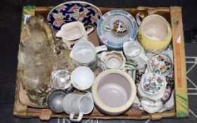 Box of Ceramics, including Poole, Pottery, Vase, Oriental Ware, Indian Tree,