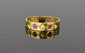 18ct Antique Ruby and Pearl Ring.