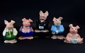 Set Of Five Nat West Pigs