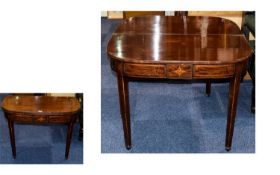 Regency Mahogany Tilt Top Table with square tapering legs, with satin wood and beading and inlaid