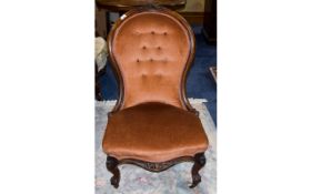 Victorian Walnut Spoon Back Ladies Chair,