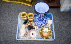 Box of Assorted Ceramics including modern decorative ornaments and Pendelfin.