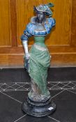 Antique Cold Painted Cast Bronze Figure In The Form Of An Aristocratic French Lady Edwardian cold