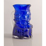 Whitefriars, a 1pt Barnaby Toby jug, blue colourway with clear handle,